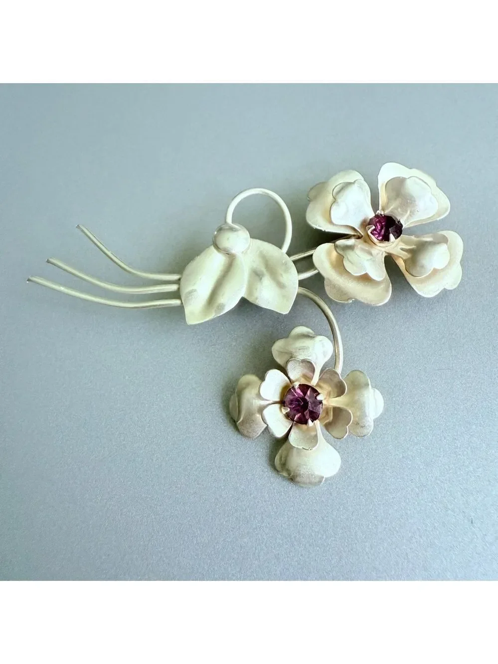 Harry Iskin Blooming Rose Flower Rhinestone 925 Sterling Silver 2.7